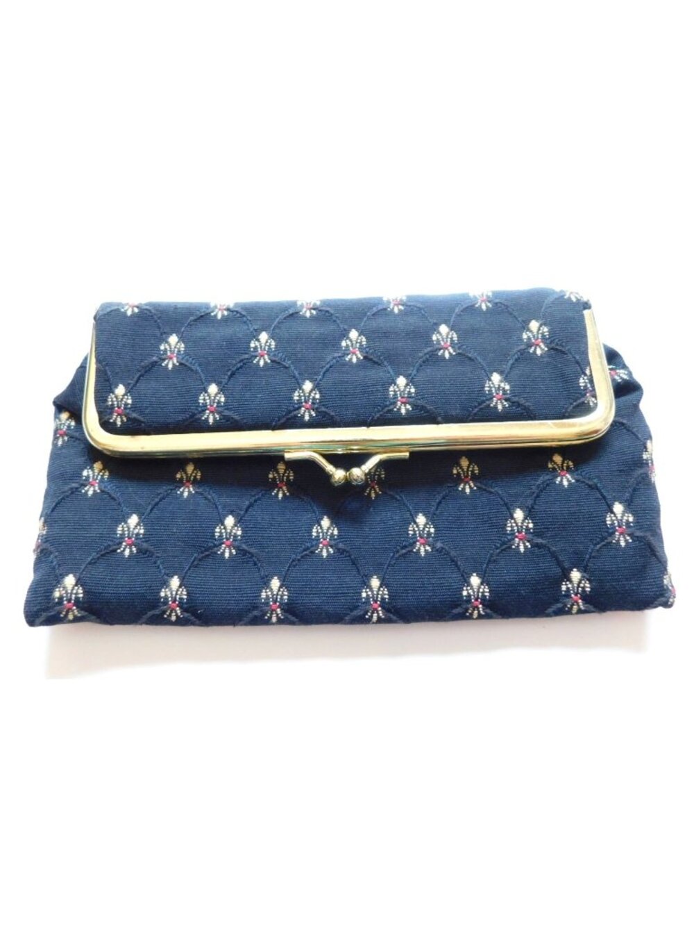 Oscar De La Renta Black Quilted Evening Clutch Purse Mirror Inside Kisslock